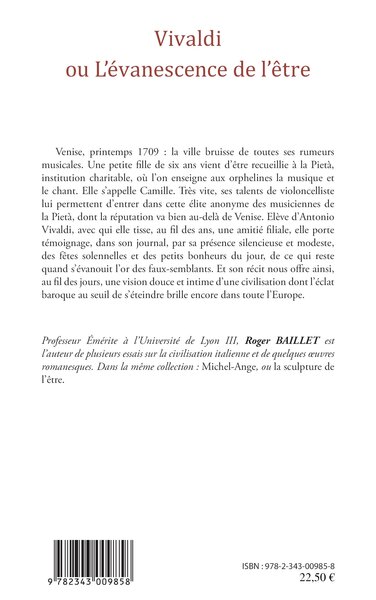 Vivaldi, ou - L'évanescence de l'être (9782343009858-back-cover)