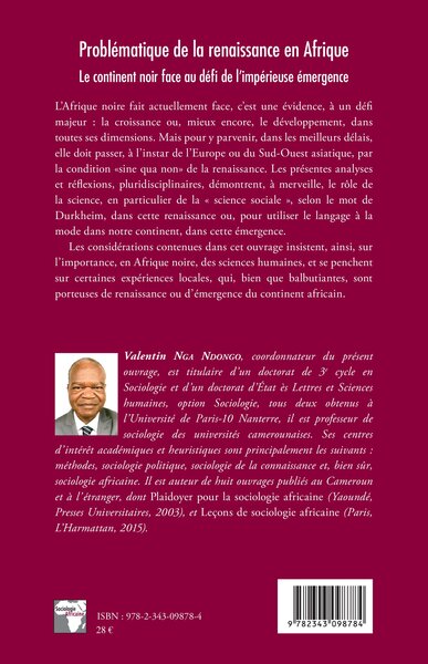 Problématique de la renaissance en Afrique, Le continent noir face au défi de l'impérieuse émergence (9782343098784-back-cover)