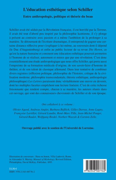Education esthétique selon Schiller, Entre anthropologie, politique et théorie du beau (9782343007762-back-cover)