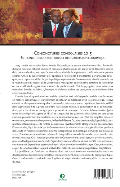 Conjonctures congolaises 2015, Entre incertitudes politiques et transformation économique (9782343088587-back-cover)