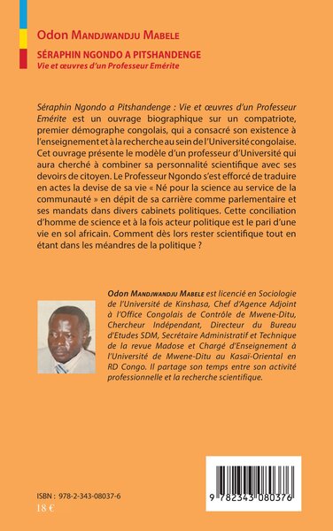 Séraphin Ngondo A Pitschandenge, Vie et oeuvres d'un Professeur Emérite (9782343080376-back-cover)