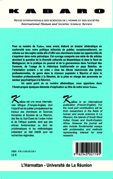 Kabaro, Regard pluriel sur l'Indiaocéanie (9782343021195-back-cover)