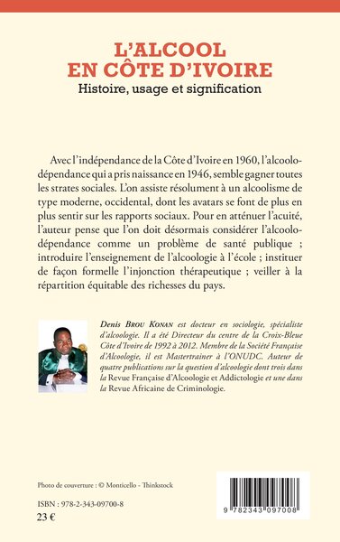 L'Alcool en Côte d'Ivoire, Histoire, usage et signification (9782343097008-back-cover)