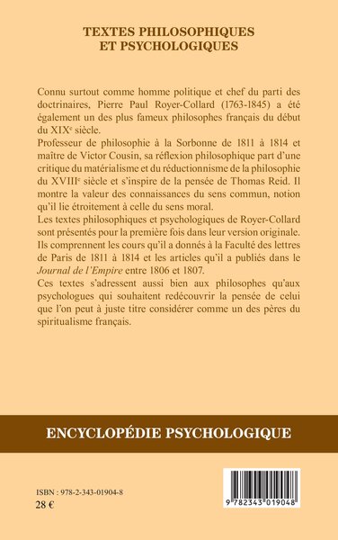 Textes philosophiques et psychologiques (9782343019048-back-cover)