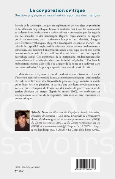 La corporation critique, Gestion physique et mobilisation sportive des marges (9782343079110-back-cover)