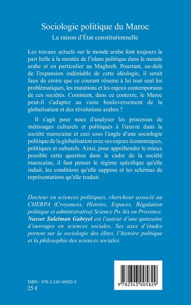 Sociologie politique du Maroc, La raison d'Etat constitutionnelle (9782343005829-back-cover)
