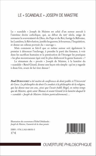 Le "scandale" Joseph de Maistre (9782343080505-back-cover)