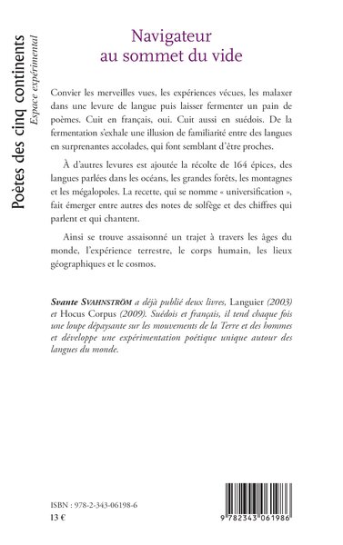 Navigateur au sommet du vide, Bilingue français, suédois et plus de 160 langues (9782343061986-back-cover)