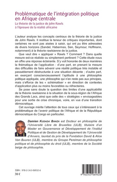 Problématique de l'intégration politique en Afrique centrale, La théorie de la justice de John Rawls à l'épreuve de la réalité a (9782343069326-back-cover)