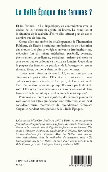 La Belle Epoque des femmes ?, 1889-1914 (9782343003306-back-cover)