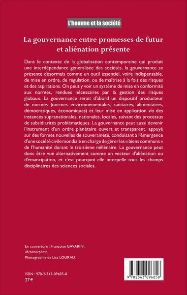 L'Homme et la Société, La gouvernance entre promesses de futur et aliénation présente (9782343096858-back-cover)