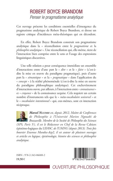 Robert Boyce Brandom, Penser le pragmatisme analytique (9782343066882-back-cover)