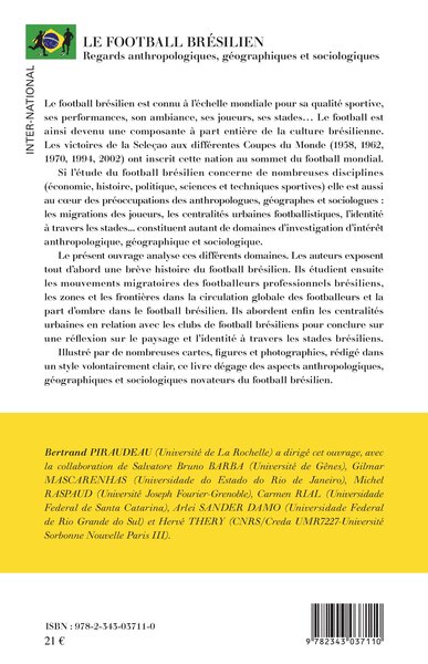 Le football brésilien, Regards anthropologiques, géographiques et sociologiques (9782343037110-back-cover)