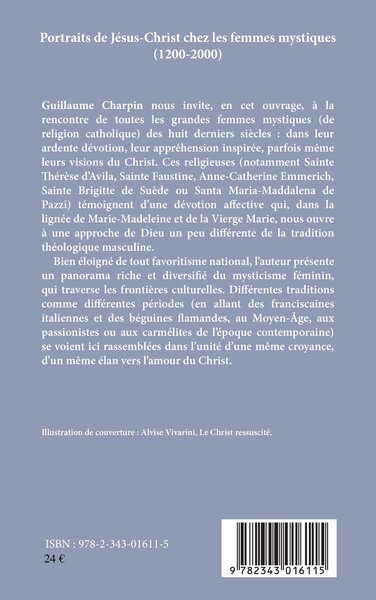 Portraits de Jésus-Christ chez les femmes mystiques (1200-2000) (9782343016115-back-cover)