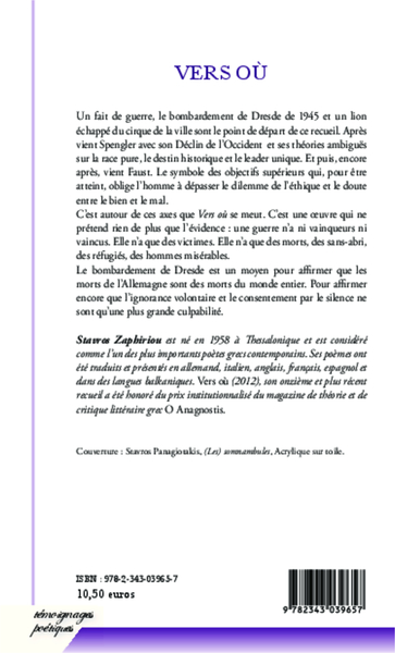 Vers où (Une histoire de guerre), Traduction et introduction Janine Kaminski (9782343039657-back-cover)