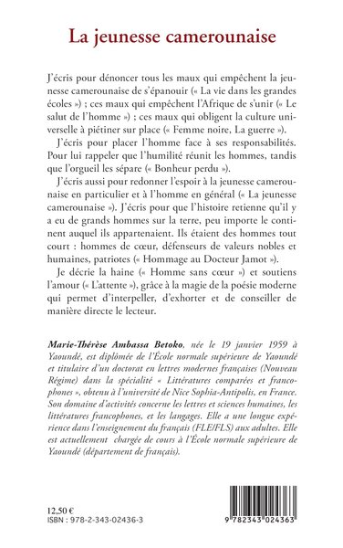 La jeunesse camerounaise, Poèmes (9782343024363-back-cover)