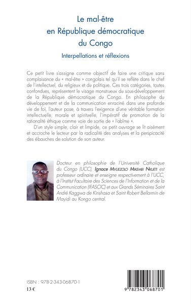 Le mal-être en République démocratique du Congo, Interpellations et réflexions (9782343068701-back-cover)
