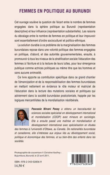 Femmes en politique au Burundi, Leur nombre, leur influence ? (9782343028569-back-cover)