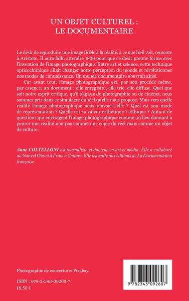 Un objet culturel : le documentaire (9782343092607-back-cover)