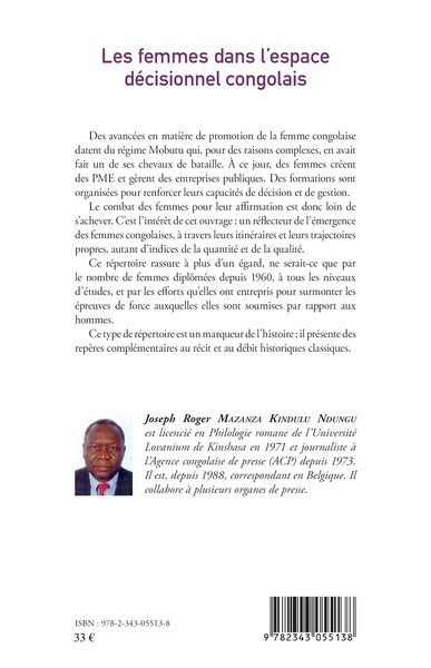 Les femmes dans l'espace décisionnel congolais (9782343055138-back-cover)