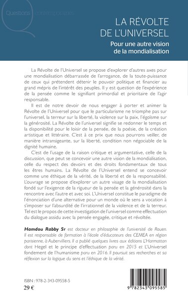 La Révolte de l'Universel, Pour une autre vision de la mondialisation (9782343095585-back-cover)