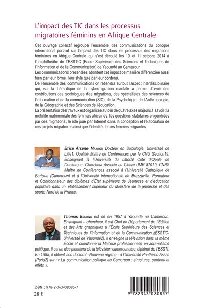 L'impact des TIC dans les processus migratoires féminins en Afrique Centrale, Cas des cybermigrantes maritales du Cameroun (9782343080857-back-cover)