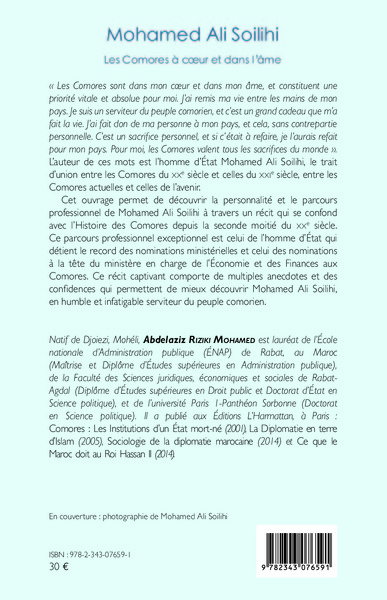 Mohamed Ali Soilihi, Les Comores à coeur et dans l'âme (9782343076591-back-cover)