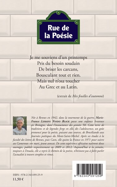 Rue de la poésie. Poèmes (9782343091259-back-cover)