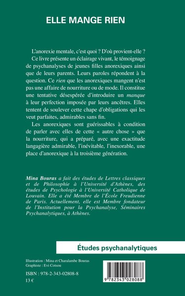 Elle mange rien, Psychanalyse et Anorexie (9782343028088-back-cover)