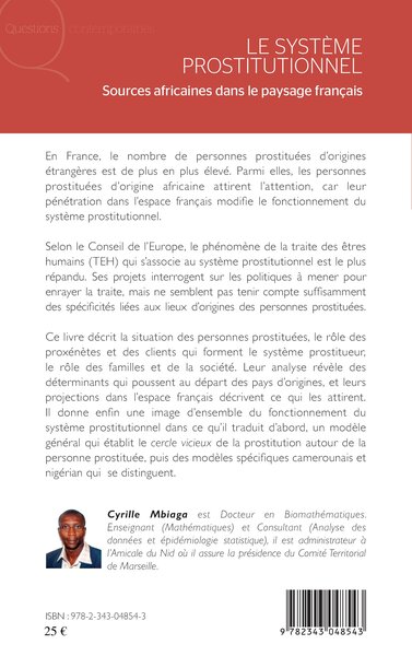 Le système prostitutionnel, Sources africaines dans le paysage français (9782343048543-back-cover)
