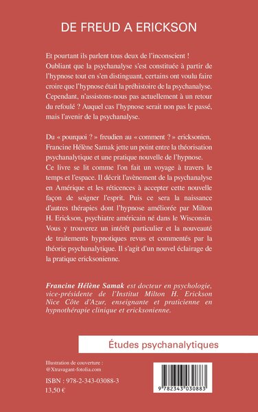 De Freud à Erickson, L'hypnose revisitée par la psychanalyse (9782343030883-back-cover)