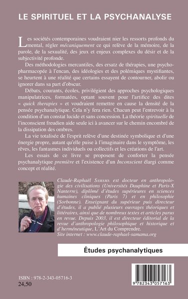 Le spirituel et la psychanalyse, Essais (9782343057163-back-cover)