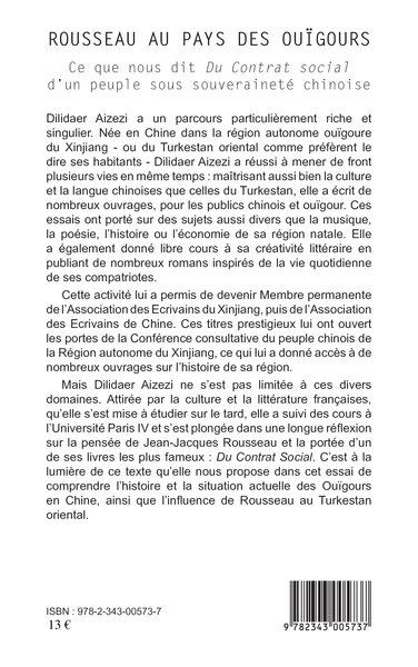 Rousseau au pays des ouïgours, Ce que nous dit Du contrat social d'un peuple sous souveraineté chinoise (9782343005737-back-cover)