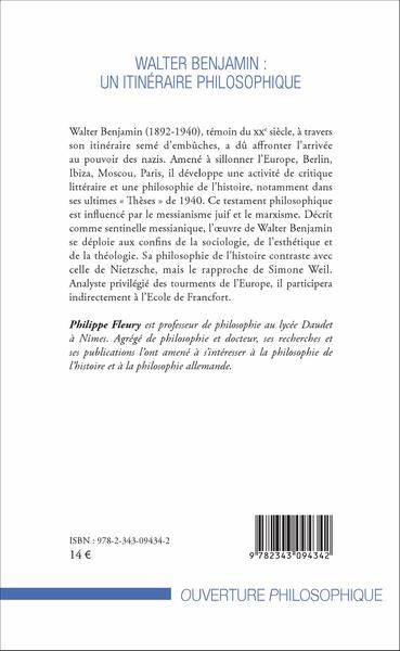 Walter Benjamin : un itinéraire philosophique (9782343094342-back-cover)