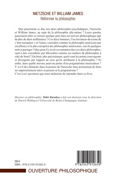 Nietzsche et William James, Réformer la philosophie (9782343012650-back-cover)