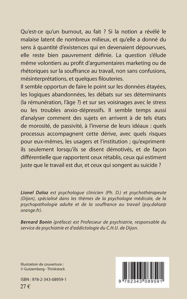 Introduction à la clinique du burnout et de la démotivation (9782343089591-back-cover)