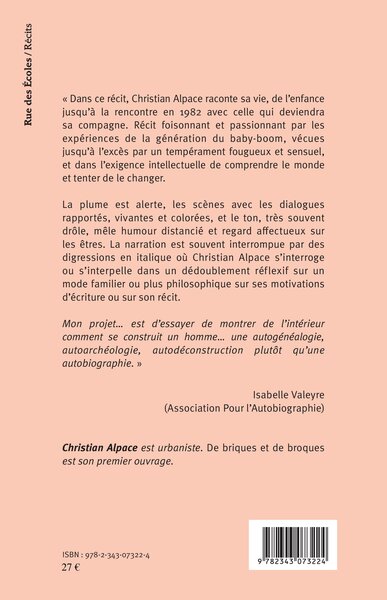 De briques et de broques, Mémoires (9782343073224-back-cover)