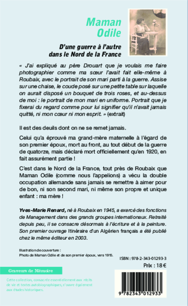 Maman Odile, D'une guerre à l'autre dans le Nord de la France (9782343012933-back-cover)