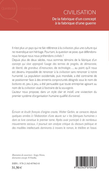 Civilisation, De la fabrique d'un concept à la fabrique d'une guerre (9782343070438-back-cover)