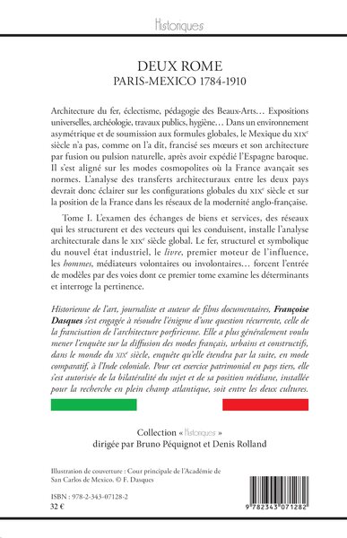 Deux Rome, Paris-Mexico 1784-1910 - I. Architectures et transferts (9782343071282-back-cover)