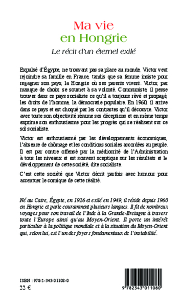 Ma vie en Hongrie, Le récit d'un éternel exilé (9782343011080-back-cover)