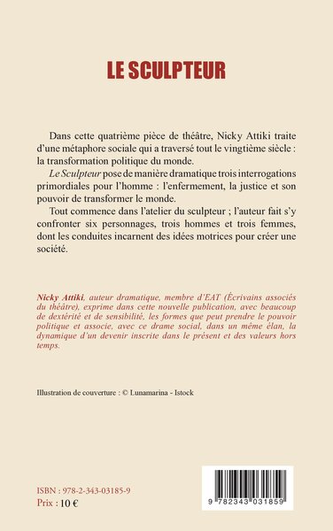 Le sculpteur, Pièce en trois actes (9782343031859-back-cover)