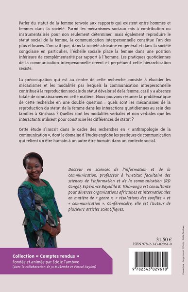 La reproduction du statut de la femme en République Démocratique du Congo (9782343029610-back-cover)