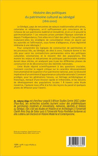 Histoire des politiques du patrimoine culturel au Sénégal (1816-2000) (9782343063645-back-cover)