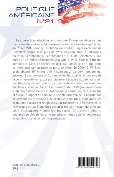 Politique américaine, L'hispanisation de la société américaine, Le poids électoral des Hispaniques - Les évolutions religieuses  (9782343004754-back-cover)
