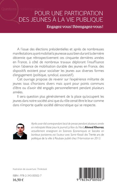 Pour une participation des jeunes à la vie publique, Engagez-vous! Réengagez-vous! (9782343005027-back-cover)