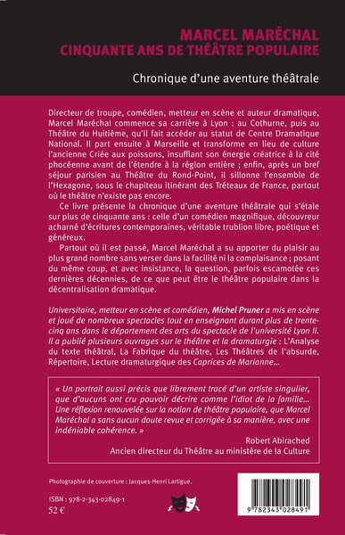 Marcel Maréchal, Cinquante ans de théâtre populaire - Chronique d'une aventure théâtrale (9782343028491-back-cover)
