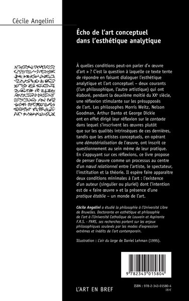 Echo de l'art conceptuel dans l'esthétique analytique (9782343015804-back-cover)