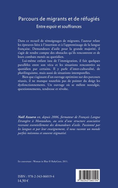 Parcours de migrants et de réfugiés, Entre espoir et souffrances (9782343060194-back-cover)