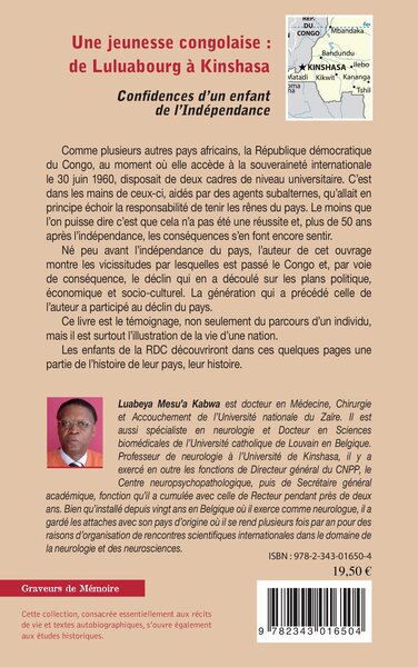 Une jeunesse congolaise : de Luluabourg à Kinshasa, Confidences d'un enfant de l'Indépendance (9782343016504-back-cover)